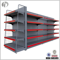 Gondola Shop Shelves with Hooks - Black + Red