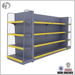 4 tier Supermarket Gondola Rack Yellow