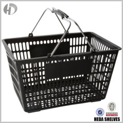 Plastic Supermarket Shopping Basket with Metal Handles