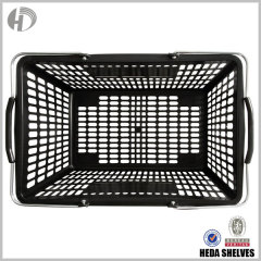Plastic Supermarket Shopping Basket with Metal Handles