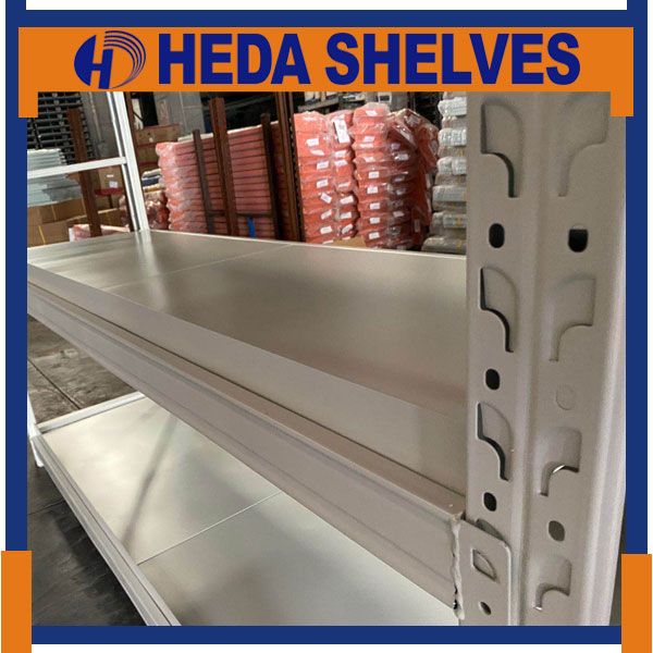 All White Warehouse Storage Racks with Butterfly Hole - HEDA SHELVES