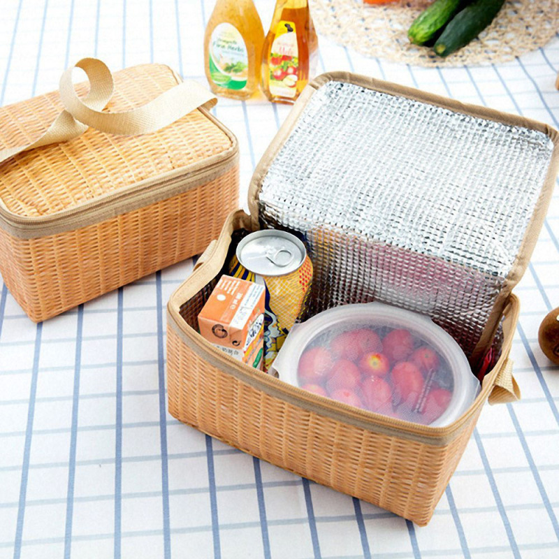 Bamboo Basket Handle Cooler / Grocery Bag