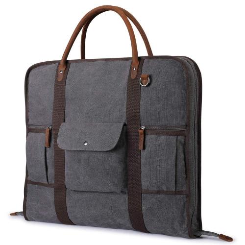 Canvas Genuine Leather Garment / Suit Bag