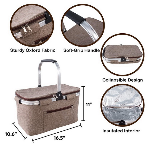 Collapsible Insulated Picnic Cooler Bag / Grocery Bag