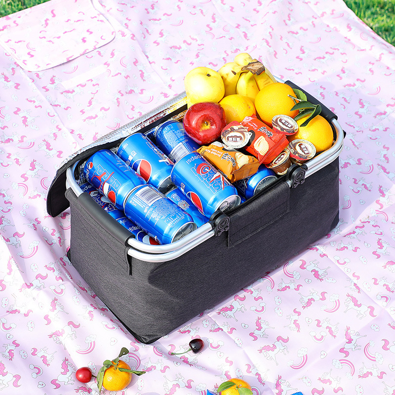 Reusable Lunch Tote Box Cooler Eco-Friendly Cooler / Grocery Bag with Stainless Handle