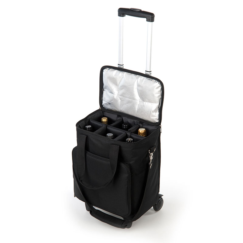 Large Capacity 6 Bottle Wine Cooler Bags with Wheel Trolley