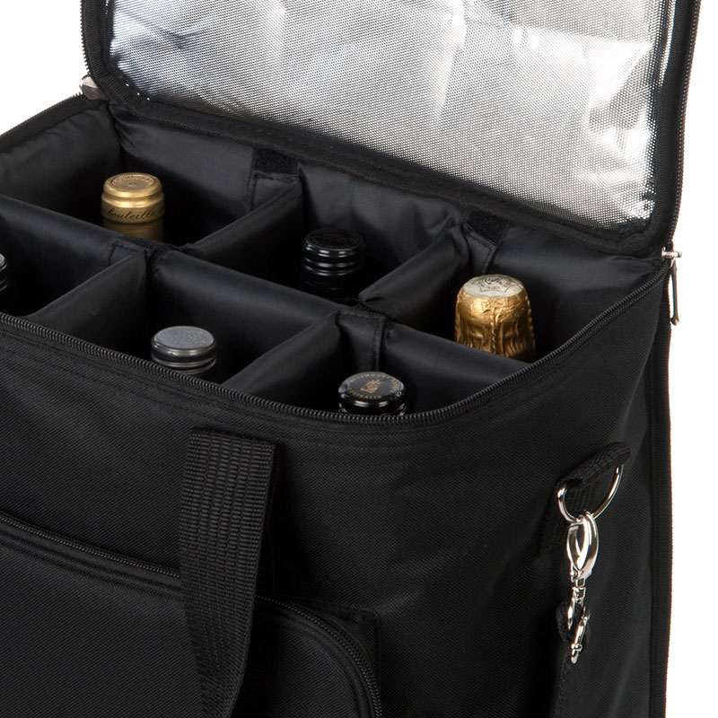 Large Capacity 6 Bottle Wine Cooler Bags with Wheel Trolley