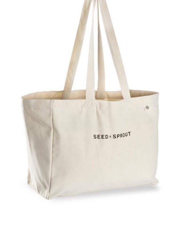 Custom Long Shoulder Organic Canvas Cotton Shopping Bag