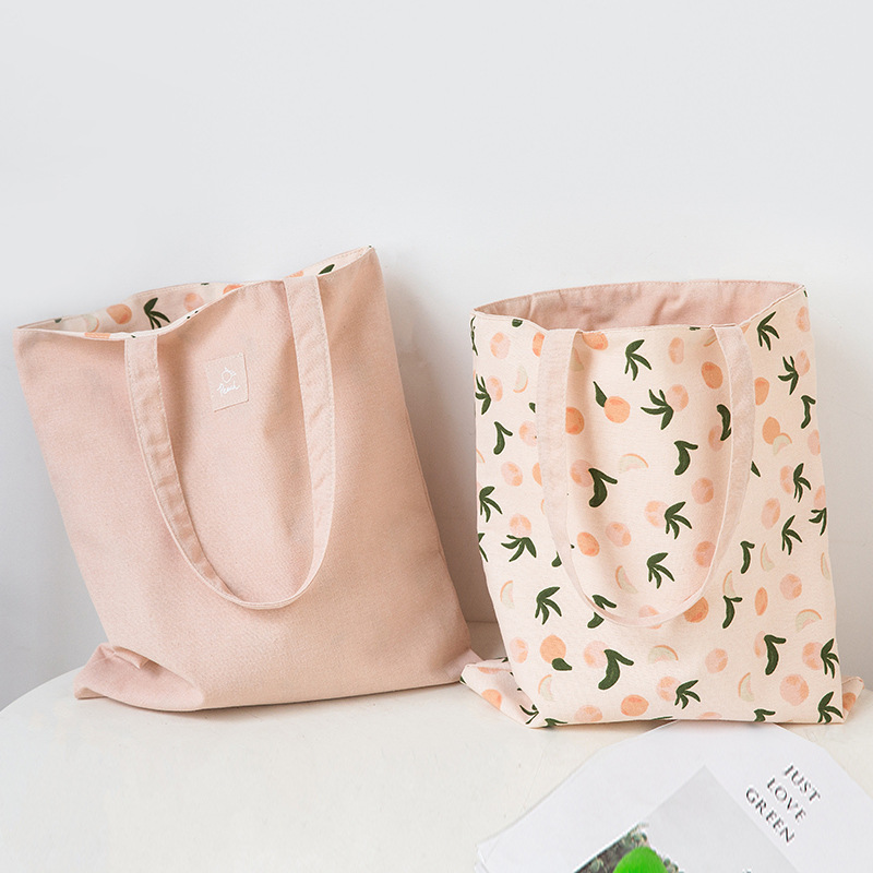 Canvas Double Sided Dual-Use Handbag Cotton Shopping Bag