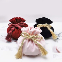 Tassel Drawstring Jewelry Pouch Velvet