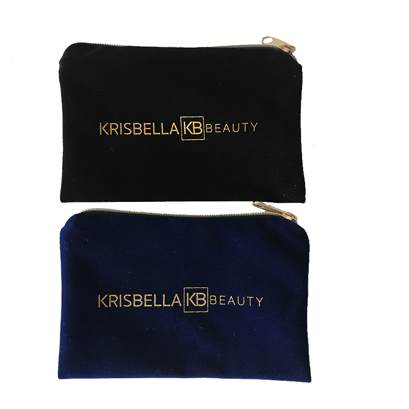 Custom Velvet Zipper Money Pouch Bags