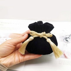 Tassel Drawstring Jewelry Pouch Velvet