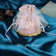 Drawstring Velvet Bag Pouch With Pearl Yarn Pouch