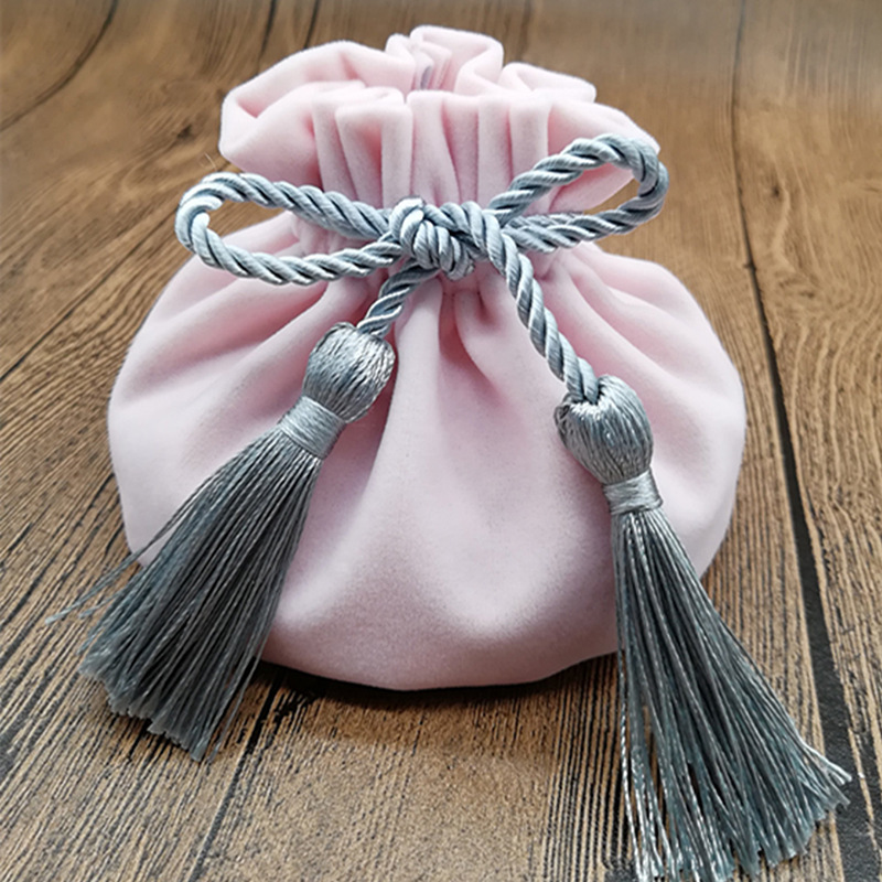 Tassel Drawstring Jewelry Pouch Velvet