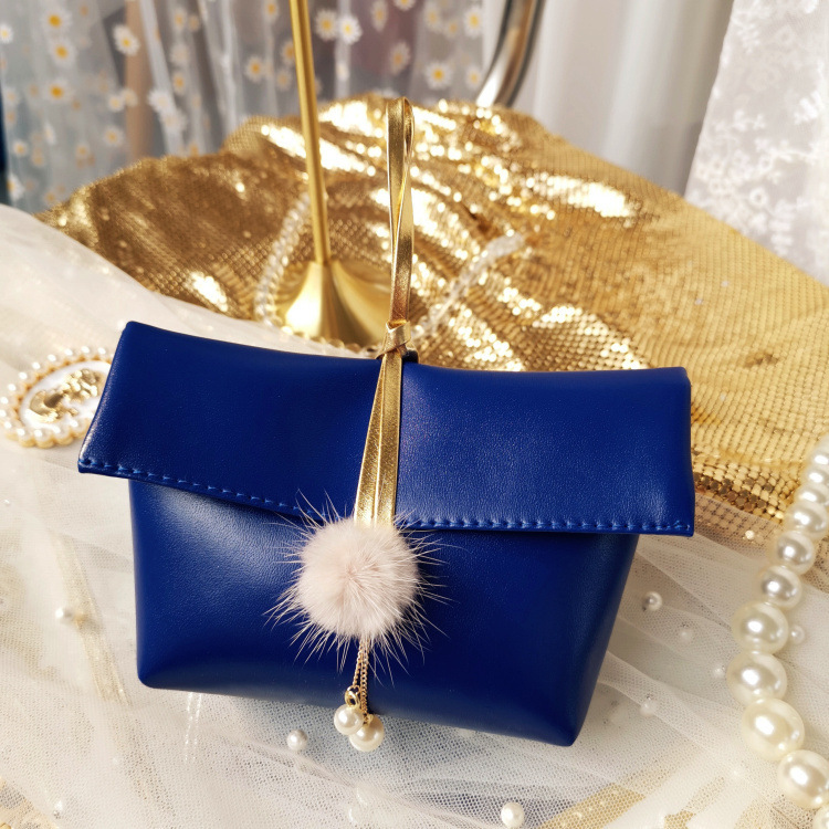 Pearl Portable Velvet Gift Bag with Puff Ball