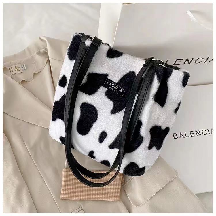 Purses Velvet Animal Print Handbags Long Handle