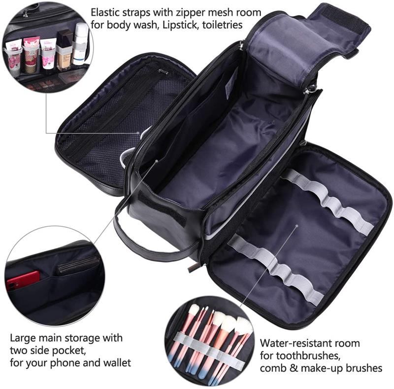 Large Leather Men or Women Travel Cosmetics Bag