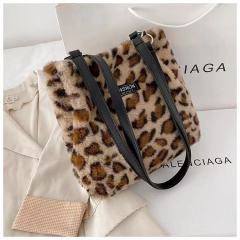 Purses Velvet Animal Print Handbags Long Handle