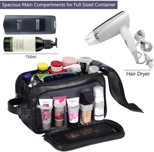 Large Leather Men or Women Travel Cosmetics Bag
