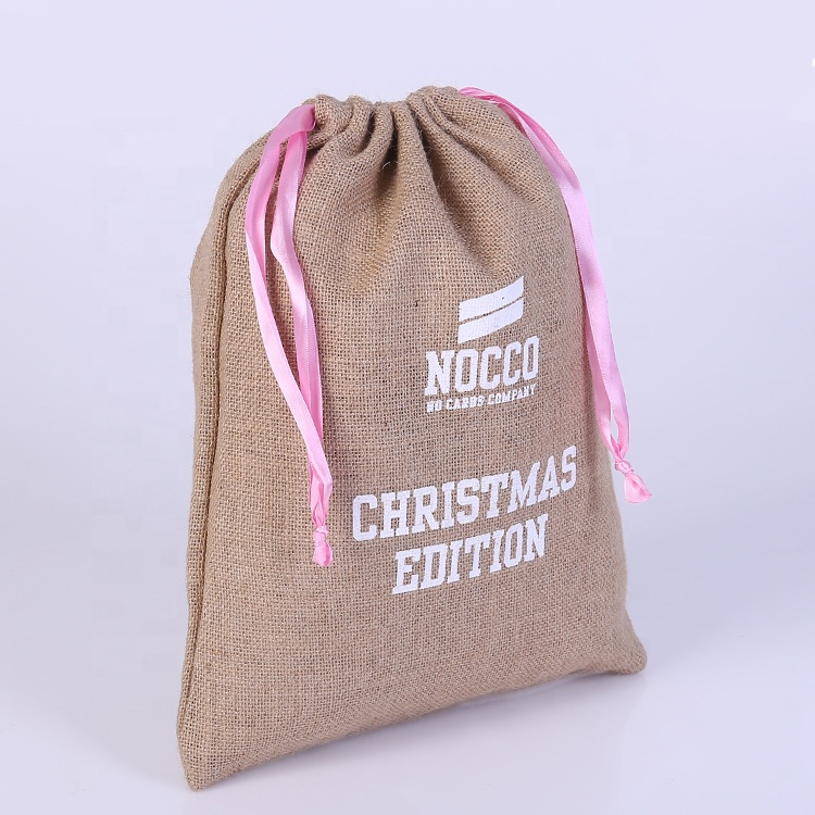 Custom Logo Printed Linen Drawstring Bag