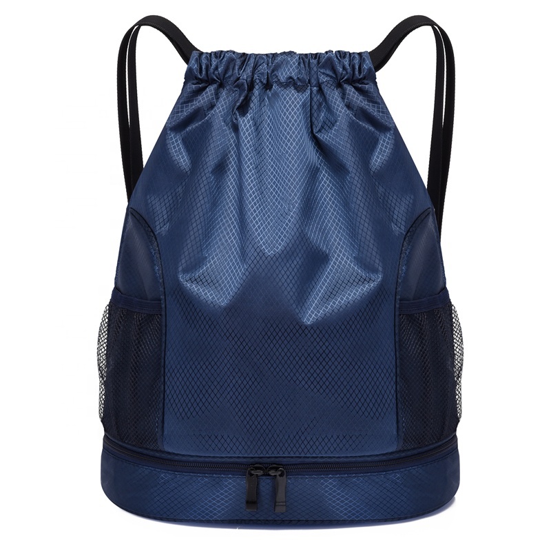 Gym Drawstring Backpack Bag with Compartment and Water Bottle Holder