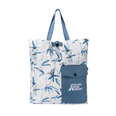 Custom Floral Printing Shopping Bag with Small Pocket