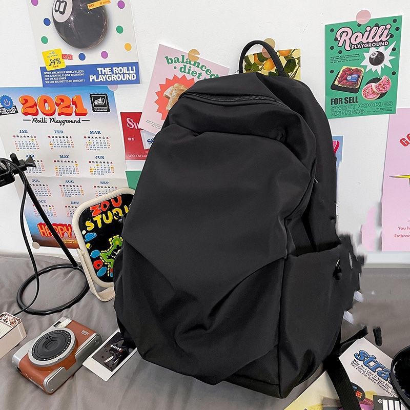 Vintage Retro Simple Versatile Students Solid Color Backpack Schoolbag