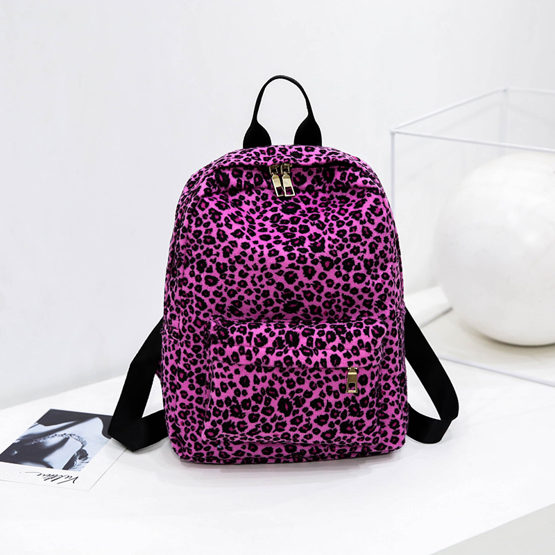 New Arrival Leopard-Print Velvet Backpack