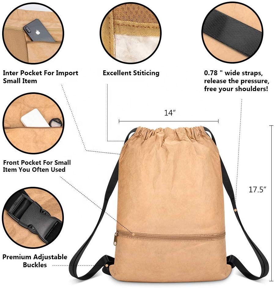 Drawstring Tyvek Backpack Waterproof Customized