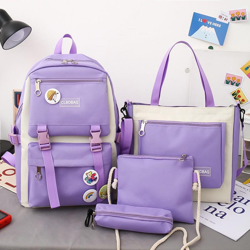 Custom Luxury Fashion New School Backpack Shoulder Bag 4 Pieces Set