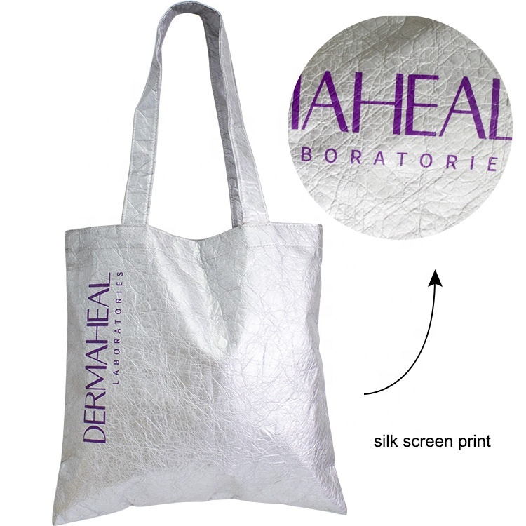 Customized tyvek tote shopping bag with logo printing