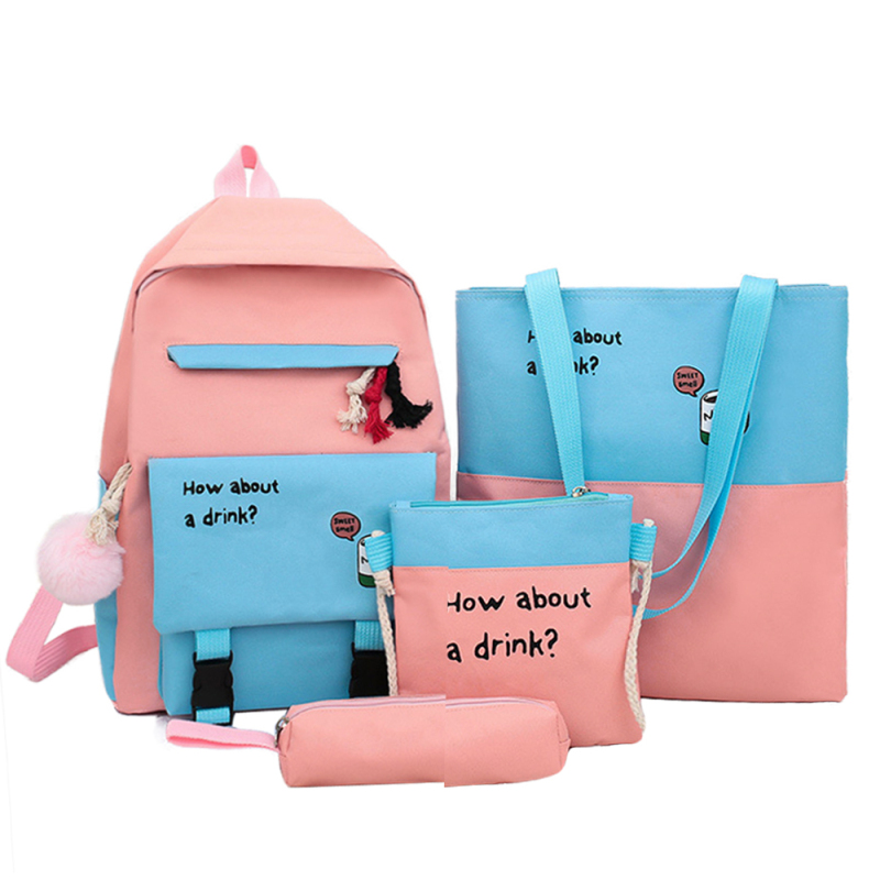 Custom Blue Ladies Bags Handbag Set Backpack School Bags