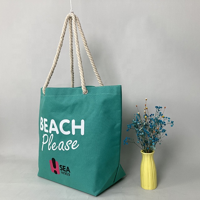 Recycle Shopping Tote Bag with Eyelet Rope String
