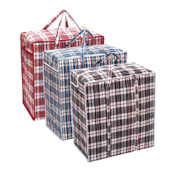 Laminated PP Woven Shopping Checkered Zipper Tote Bag
