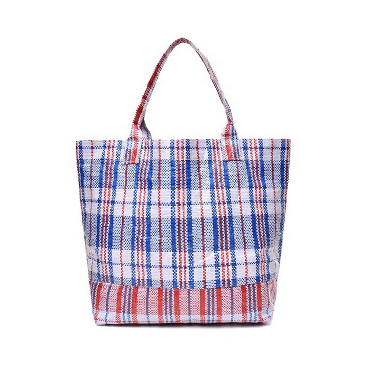 Custom Logo Plaid PP Woven Shopping Bag