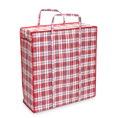 Laminated PP Woven Shopping Checkered Zipper Tote Bag