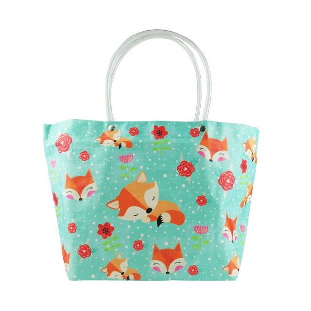 Custom Fox Art Print PP Woven Shopping Gift Loop Handle Tote