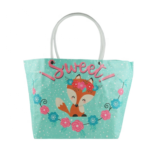 Custom Fox Art Print PP Woven Shopping Gift Loop Handle Tote