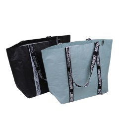 Custom Print Recycled Black Pure Color PP Woven Shopping Tote Bag