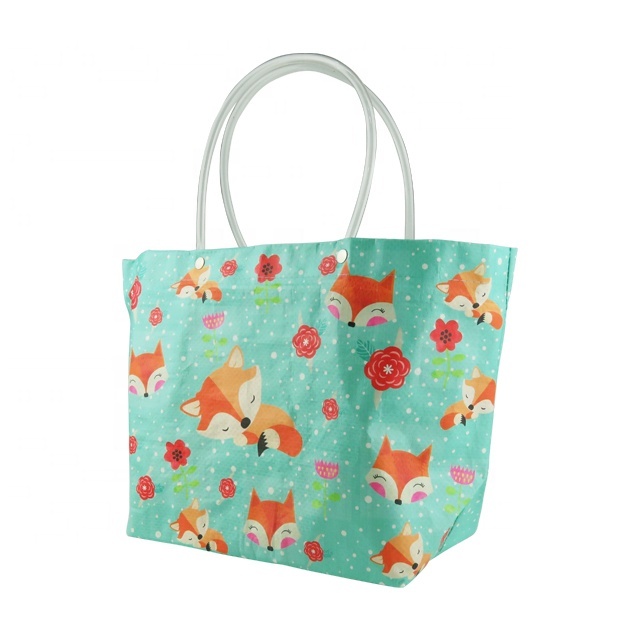 Custom Fox Art Print PP Woven Shopping Gift Loop Handle Tote