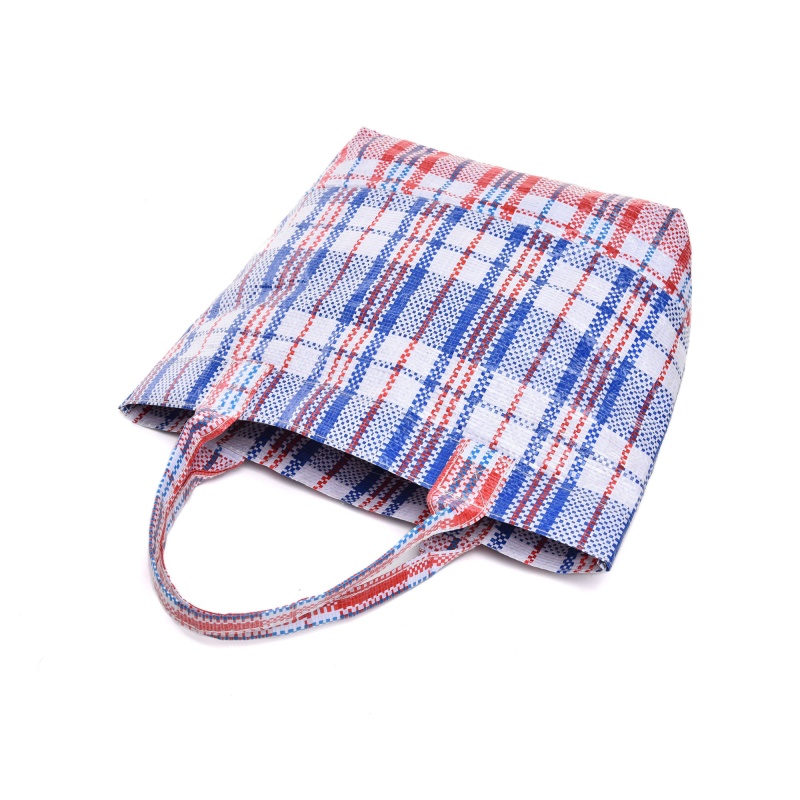 Custom Logo Plaid PP Woven Shopping Bag