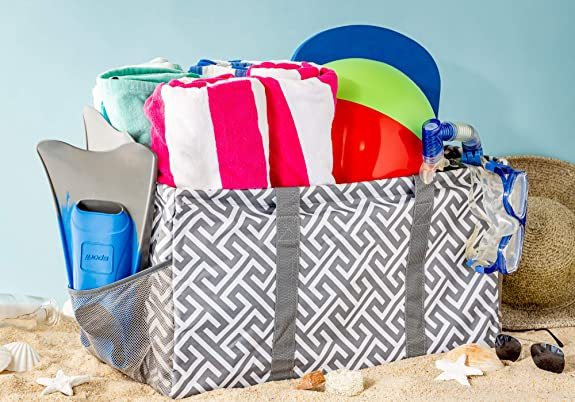 Custom Extra Large Utility Tote Bag Collapsible Pool Beach Basket