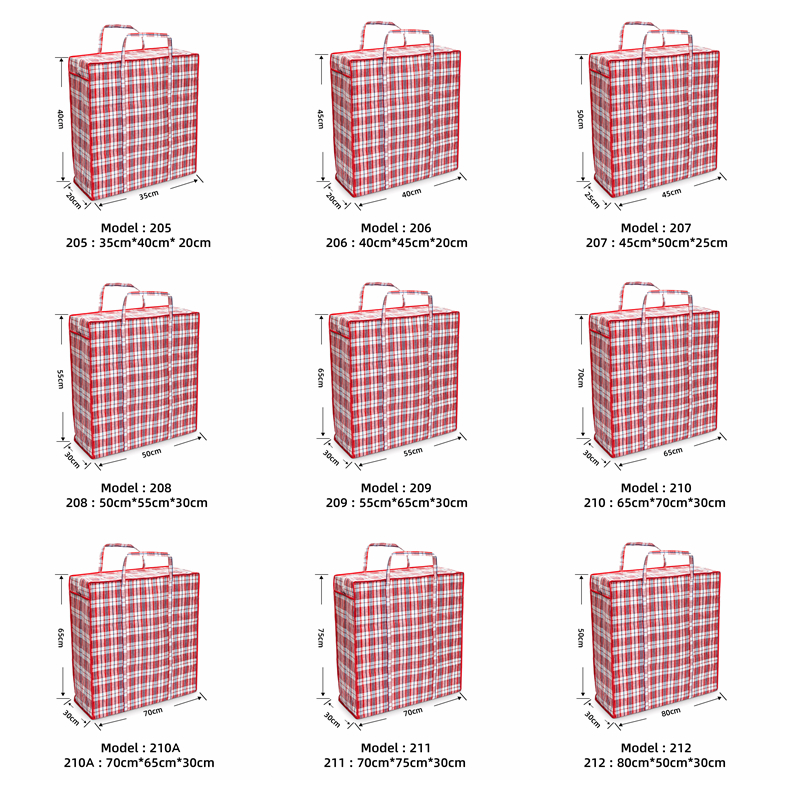 Laminated PP Woven Shopping Checkered Zipper Tote Bag