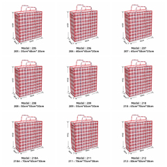 Laminated PP Woven Shopping Checkered Zipper Tote Bag