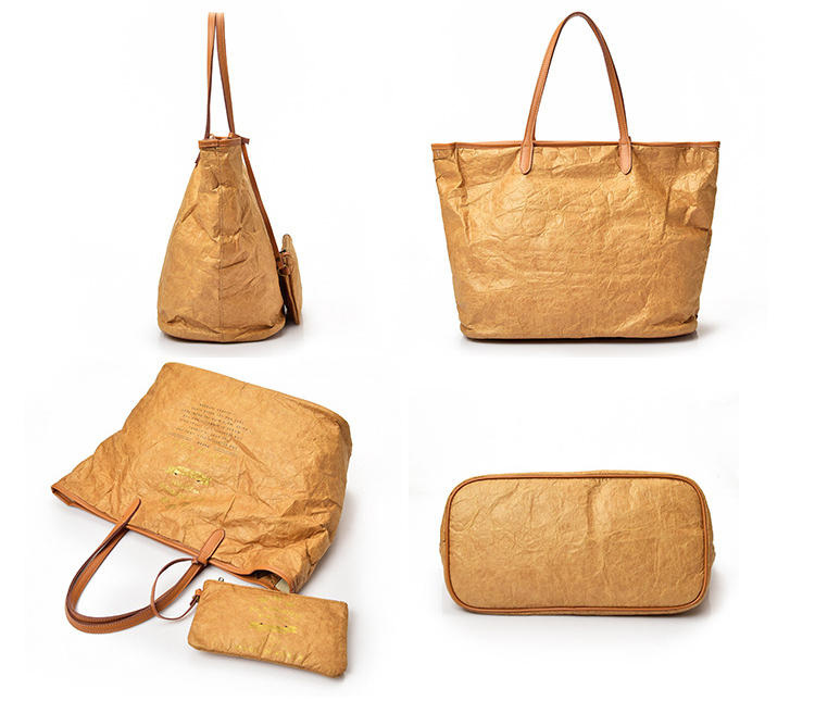 Brown Color Tyvek Paper Custom Logo Waterproof Bag with Pouch