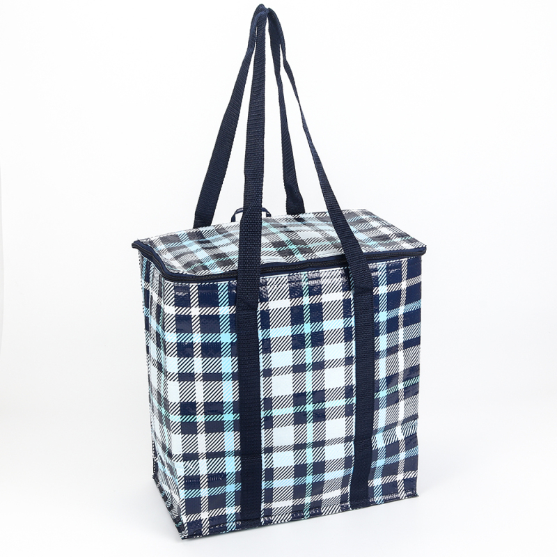 Zipper Aluminum Foil Laminated PP Woven Shopping Tote Bag