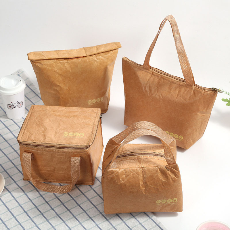 Heat-sealed Lunch Bag Custom Brown Tyvek Bag