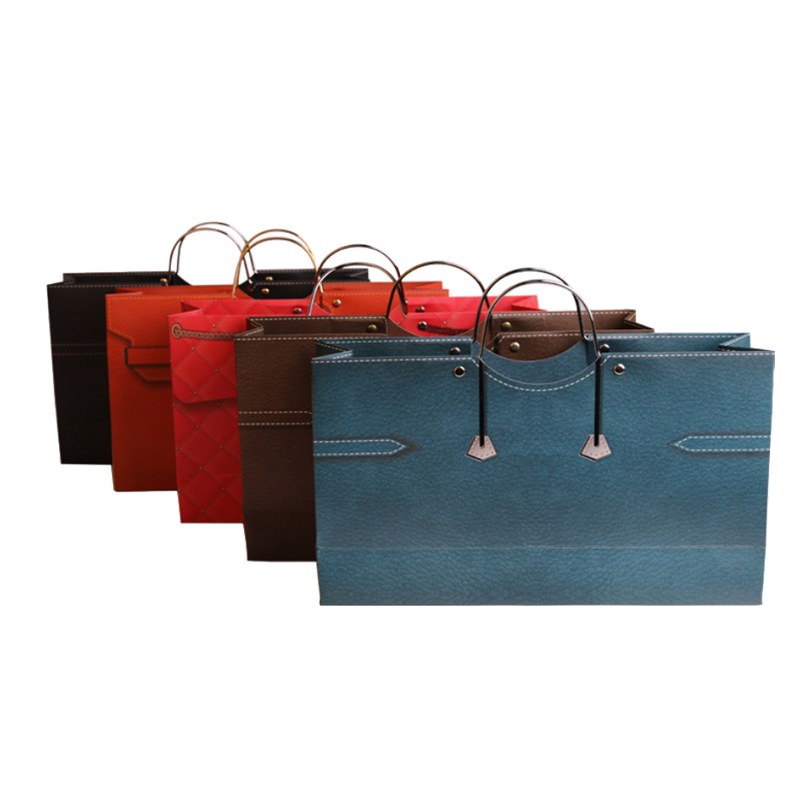 Factory Popular Fashion Wine Design Gift Bag with Metal Handle