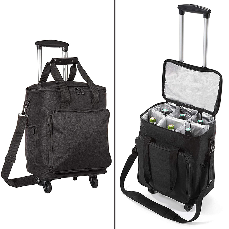 Custom Insulated Cooler Bag with Wheels Trolley Cooler Bag Foldable 6 Bottle Wine