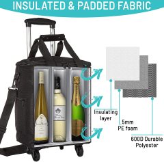 Custom Insulated Cooler Bag with Wheels Trolley Cooler Bag Foldable 6 Bottle Wine